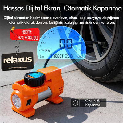 Araç Çakmak Girişli Dijital Hava Kompresörü Lastik Şişirme Pompası 12V Taşınabilir Oto Kokusu Hediye