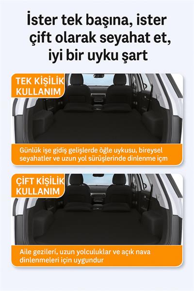 Araç İçi Şişme Yatak Ve Yastık Seti Pompa Dahil Peugeot 5008 Tiggo Otomobil Arka Koltuk Uyku Seyahat ve Kamp Yatağı
