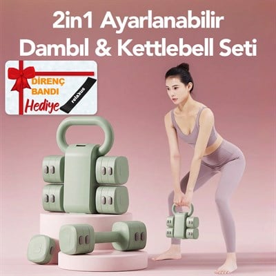 Ayarlanabilir Modüler Kettlebell ve Dambıl Seti 5 kg Ev Fitness ve Güç Antrenman Direnç Lastiği Hediye