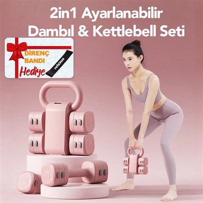 Ayarlanabilir Modüler Kettlebell ve Dambıl Seti 5 kg Ev Fitness ve Güç Antrenman Direnç Lastiği Hediye