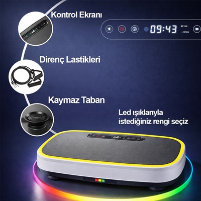 Bluetooth LED Işıklı Titreşimli Egzersiz Platformu Kumandalı Ev Fitness Aleti Direnç Lastiği Hediye