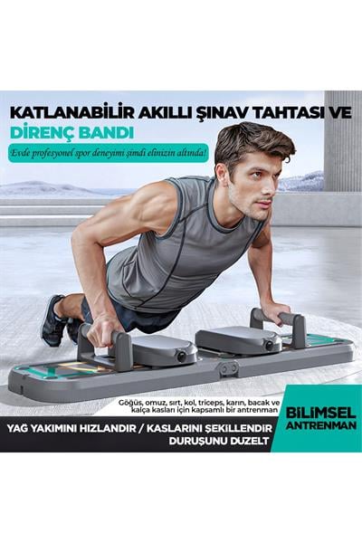 Çok Fonksiyonlu Akıllı Şınav Egzersiz Tahtası Direnç Lastik Bandı Taşınabilir Antrenman Sistemi