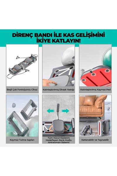 Çok Fonksiyonlu Akıllı Şınav Egzersiz Tahtası Direnç Lastik Bandı Taşınabilir Antrenman Sistemi