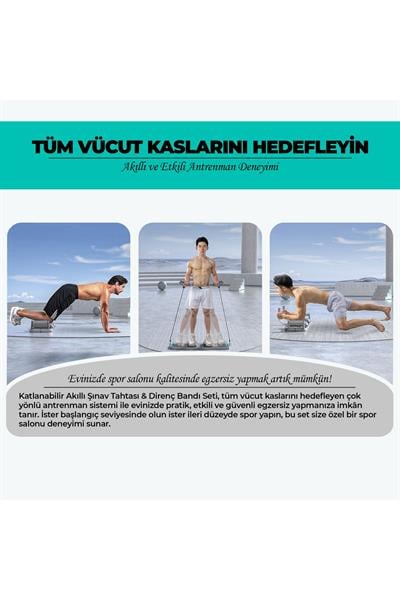 Çok Fonksiyonlu Akıllı Şınav Egzersiz Tahtası Direnç Lastik Bandı Taşınabilir Antrenman Sistemi