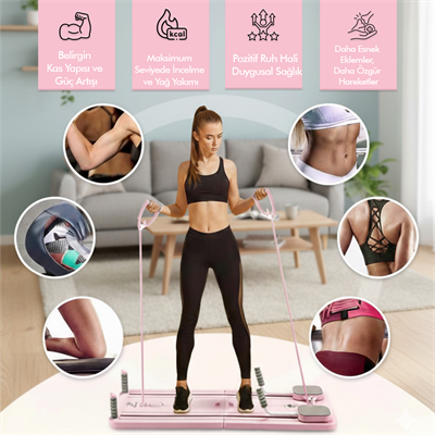 Çok Fonksiyonlu Egzersiz Aleti, Pilates Reformer, Direnç Bantlı, Ev Tipi Istasyon , Çorap Hediyeli