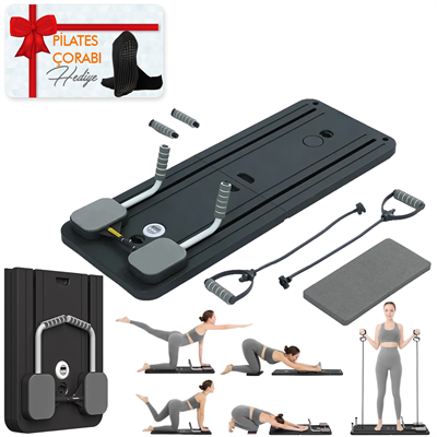 Çok Fonksiyonlu Egzersiz Aleti, Pilates Reformer, Direnç Bantlı, Ev Tipi Istasyon , Çorap Hediyeli