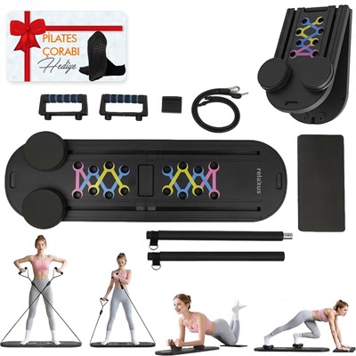 Çok Fonksiyonlu Pilates Fitness Tahtası Direnç Bant Ev Core Karın Kol Sırt Güçlendirme Egzersiz Çorap Hediye