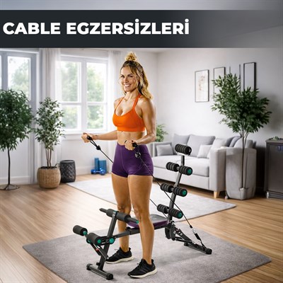Çok Fonksiyonlu Mekik Sehpası Sırt Açılı Ev Fitness Aleti Egzersiz Ekipmanı Direnç Lastiği Hediye