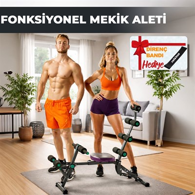 Çok Fonksiyonlu Mekik Sehpası Sırt Açılı Ev Fitness Aleti Egzersiz Ekipmanı Direnç Lastiği Hediye