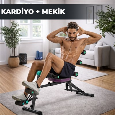 Çok Fonksiyonlu Mekik Sehpası Sırt Açılı Ev Fitness Aleti Egzersiz Ekipmanı Direnç Lastiği Hediye