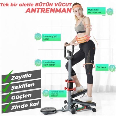 Dikey Eliptik Stepper Ev Egzersiz Aleti Dirençli İpli Vücut Destekli Gösterge Direnç Lastiği Hediye