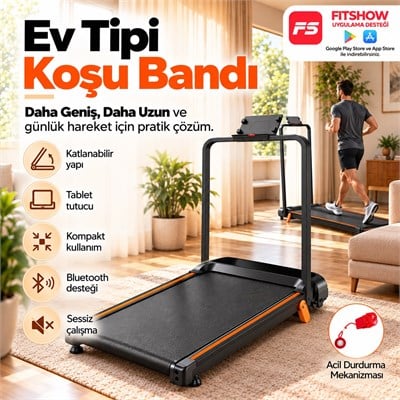 Güçlü Katlanabilir Koşu Bandı Ev Tipi Yürüyüş Fitshow App Bluetoothlu Uzaktan Kumanda Sessiz Motor