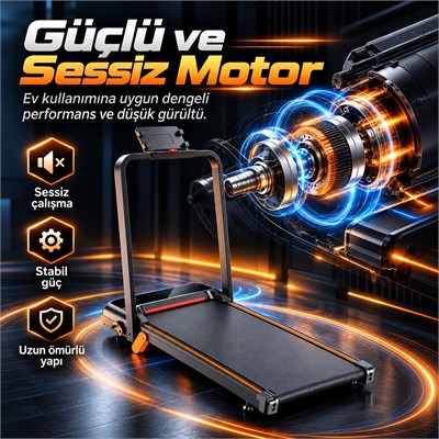 Güçlü Katlanabilir Koşu Bandı Ev Tipi Yürüyüş Fitshow App Bluetoothlu Uzaktan Kumanda Sessiz Motor