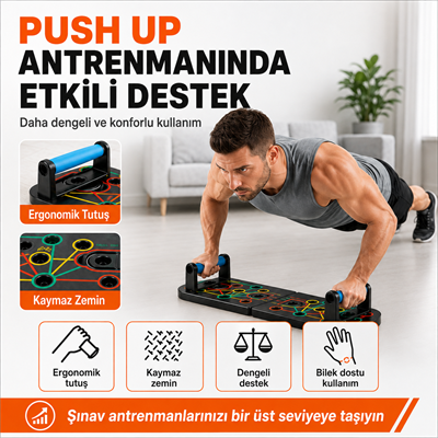 Katlanabilir Şınav Tahtası Direnç Bandı Ab Roller El Yayı  Atlama İpi Karın Göğüs Egzersiz Aleti Seti