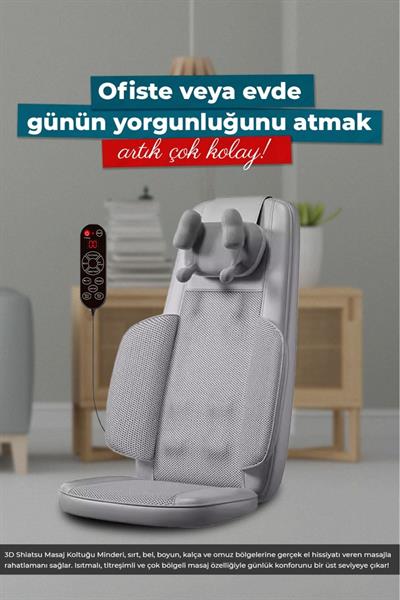 Masaj Koltuğu Minderi Isıtmalı, Titreşimli, Sırt, Bel Ve Omuz Ofis Masaj Cihazı Ovma Yoğurma