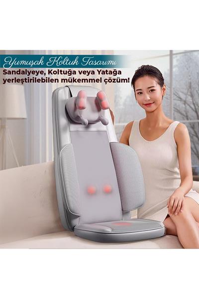 Masaj Koltuğu Minderi Isıtmalı, Titreşimli, Sırt, Bel Ve Omuz Ofis Masaj Cihazı Ovma Yoğurma