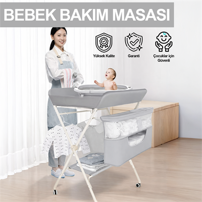 Portatif Bebek Alt Değiştirme Bakım Masası Sepetli Organizer Katlanabilir Taşınabilir İstasyon
