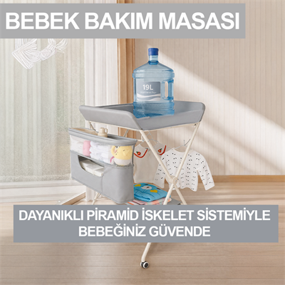 Portatif Bebek Alt Değiştirme Bakım Masası Sepetli Organizer Katlanabilir Taşınabilir İstasyon