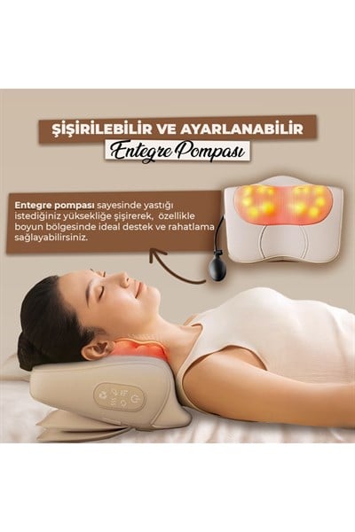 RLX40 Taşınabilir Şişirilebilir Ovmalı Isıtmalı Masaj Yastığı Boyun, Bel ve Sırt Şarjlı Masaj Aleti