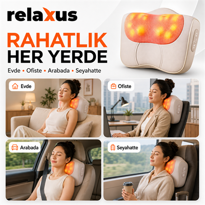 RLX40 Taşınabilir Şişirilebilir Ovmalı Isıtmalı Masaj Yastığı Boyun, Bel ve Sırt Şarjlı Masaj Aleti