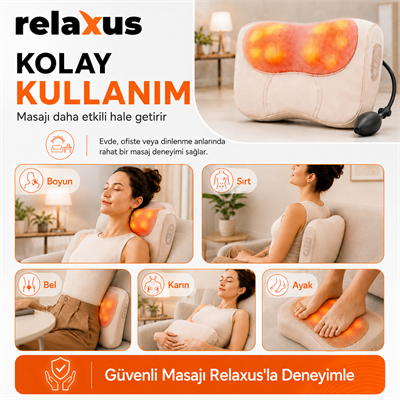 RLX40 Taşınabilir Şişirilebilir Ovmalı Isıtmalı Masaj Yastığı Boyun, Bel ve Sırt Şarjlı Masaj Aleti