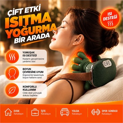 Şarjlı Isıtmalı Boyun Masaj Aleti El Hisli Parmakla Yoğurma Teknolojili Omuz Sırt Bacak Masaj Cihazı