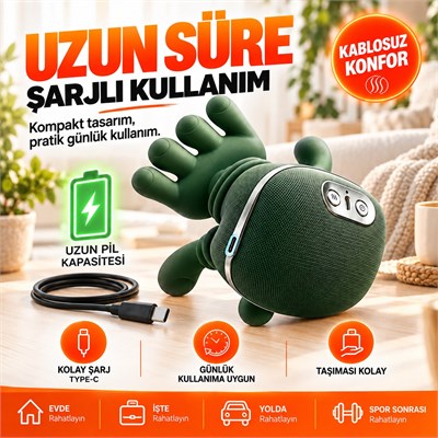 Şarjlı Isıtmalı Boyun Masaj Aleti El Hisli Parmakla Yoğurma Teknolojili Omuz Sırt Bacak Masaj Cihazı