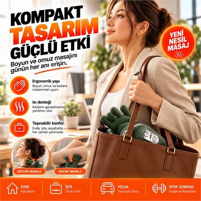 Şarjlı Isıtmalı Boyun Masaj Aleti El Hisli Parmakla Yoğurma Teknolojili Omuz Sırt Bacak Masaj Cihazı