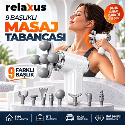 Şarjlı Masaj Tabancası 9 Başlıklı Kablosuz Derin Doku Kas Gevşetici Titreşimli Tüm Vücut Masaj Aleti