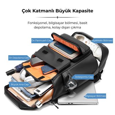 Su Geçirmez 40L Seyahat Sırt Çantası - 17