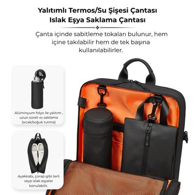 Su Geçirmez Seyahat Sırt Çantası  Yalıtımlı Çanta ve Islak Eşya Çantası Hediye 16