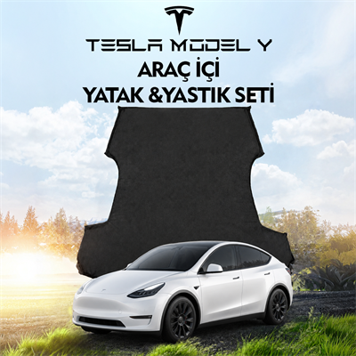 Tesla Model Y Araç İçi Şişme Yatak Ve Yastık Seti Pompa Gri Taşınabilir Uyku Seyahat ve Kamp Yatağı