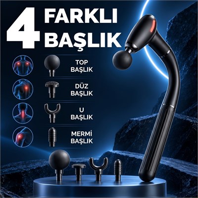 Uzatmalı Kanca Saplı Masaj Tabancası 4 Başlıklı Kablosuz Kas Gevşetici Sırt Omuz Tüm Vücut Masajı