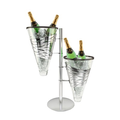ŞAMPANYA KOVA STANDI2Lİ KONİK CAMLI 