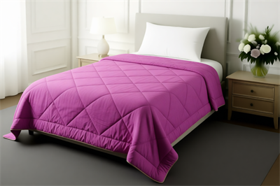 Pollycotton Çift Taraflı Desenli Yorgan Çift Kişilik 195x215 cm - 300 gr - Fuşya Gülkurusu