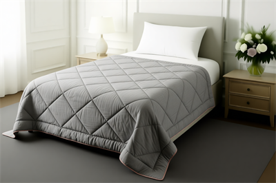 Pollycotton Çift Taraflı Desenli Yorgan Çift Kişilik 195x215 cm - 300 gr - Gri Cappucino