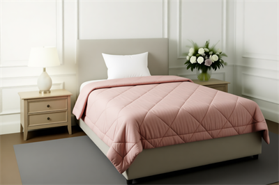 Pollycotton Çift Taraflı Desenli Yorgan Çift Kişilik 195x215 cm - 300 gr - Gri Gülkurusu