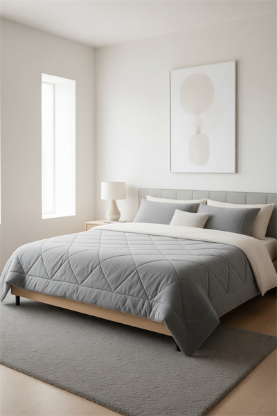 Wellsoft Çift Kişilik Yorgan 195×215 cm – Yumuşak, Nefes Alabilir, Gri