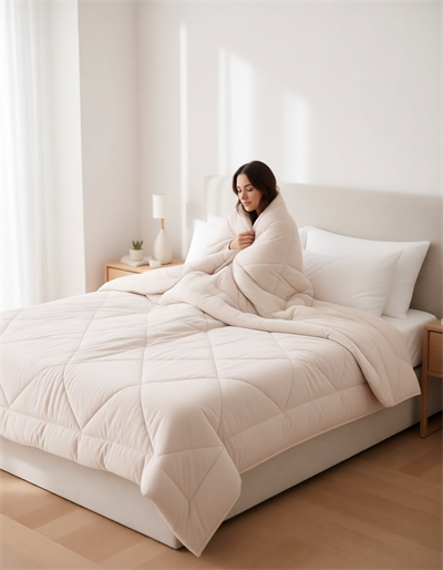 Wellsoft Çift Kişilik Yorgan 195×215 cm – Yumuşak, Nefes Alabilir, Bej