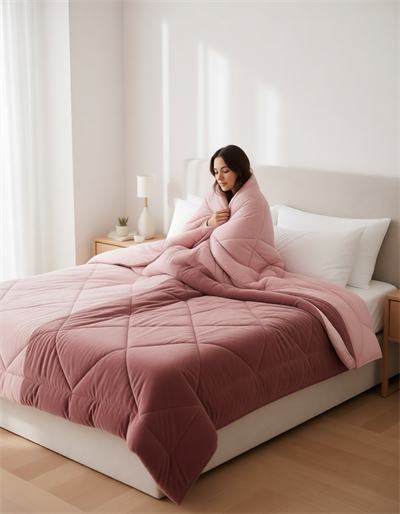 Wellsoft Tek Kişilik Yorgan 155×215 cm - 300 gr – Yumuşak, Nefes Alabilir,Gül Kurusu