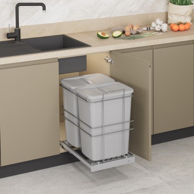 BAĞIMSIZ ZEMİN BAĞLANTILI ÇÖP KOVASI 35+35 LT.