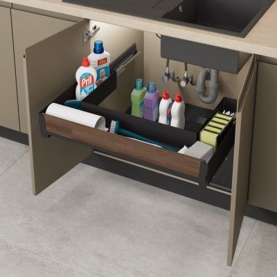 UNİQUE WOOD EVİYE ALTI ÇİFT AÇILIM GİZLİ RAYLI ÇEKMECE