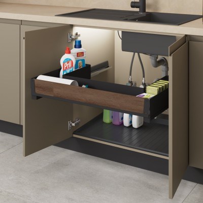 UNİQUE WOOD EVİYE ALTI ÇİFT AÇILIM GİZLİ RAYLI ÇEKMECE