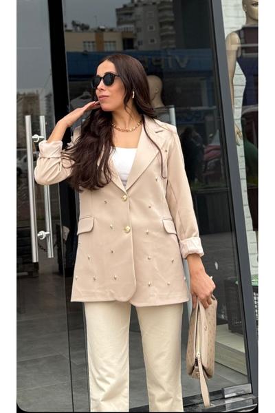 Kadın Gold Zimba Detaylı Blazer Ceket