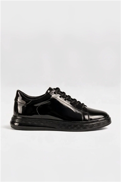 Erkek Hakiki Deri Siyah Rugan Bağcıklı Sneaker – Zesco Alejo