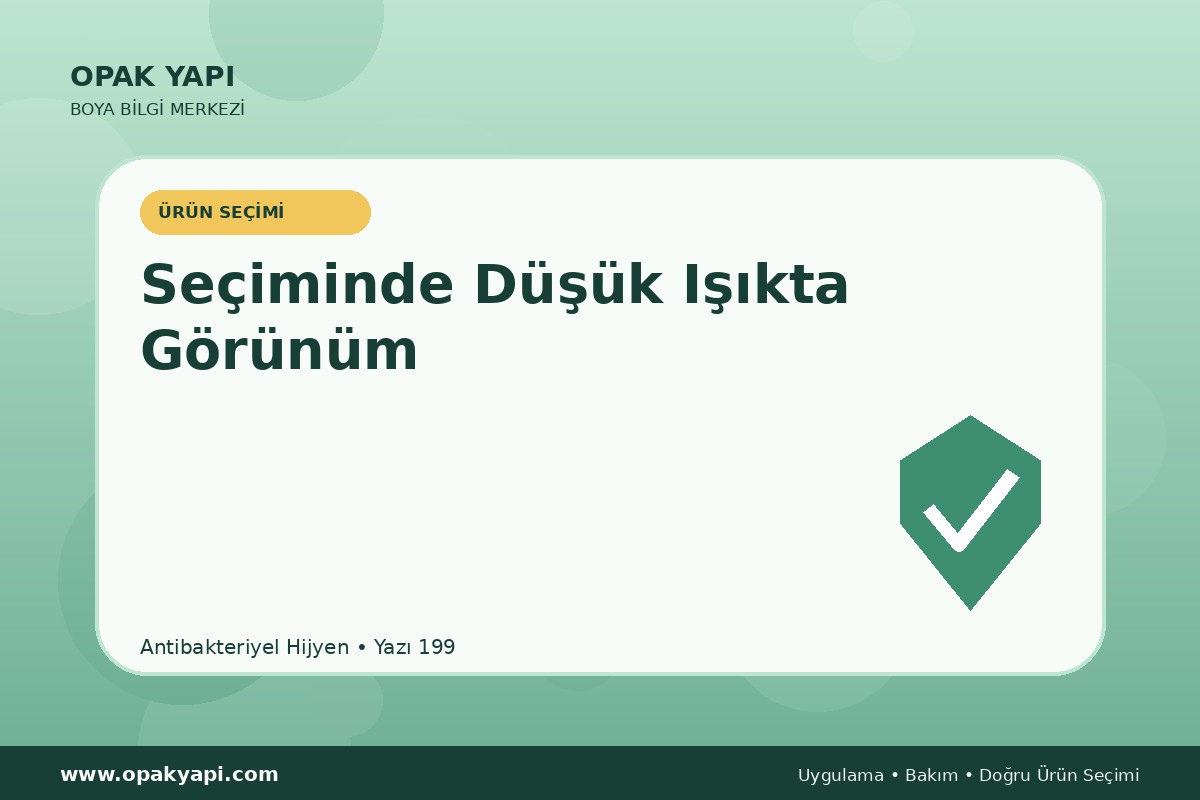 Antibakteriyel Hijyen Seçiminde Düşük Işıkta Görünüm