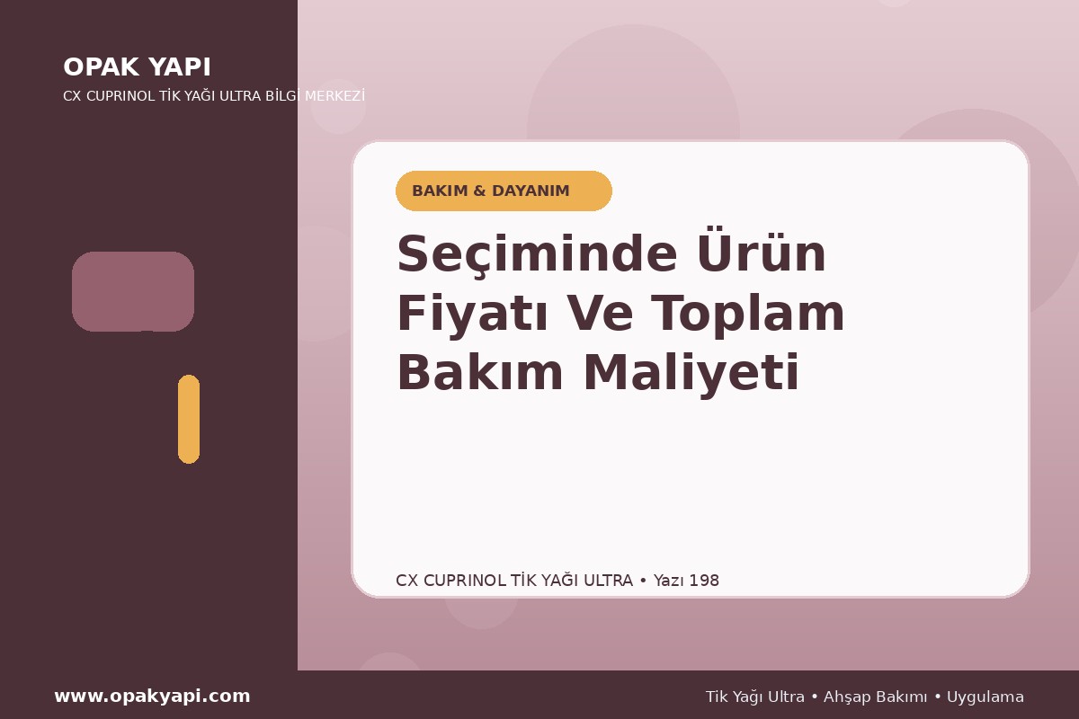 Marshall CX Cuprinol Tik Yağı Ultra Seçiminde Ürün Fiyatı Ve Toplam Bakım Maliyeti