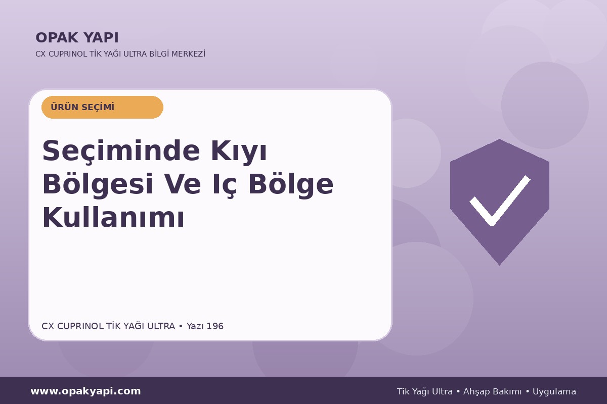 Marshall CX Cuprinol Tik Yağı Ultra Seçiminde Kıyı Bölgesi Ve Iç Bölge Kullanımı