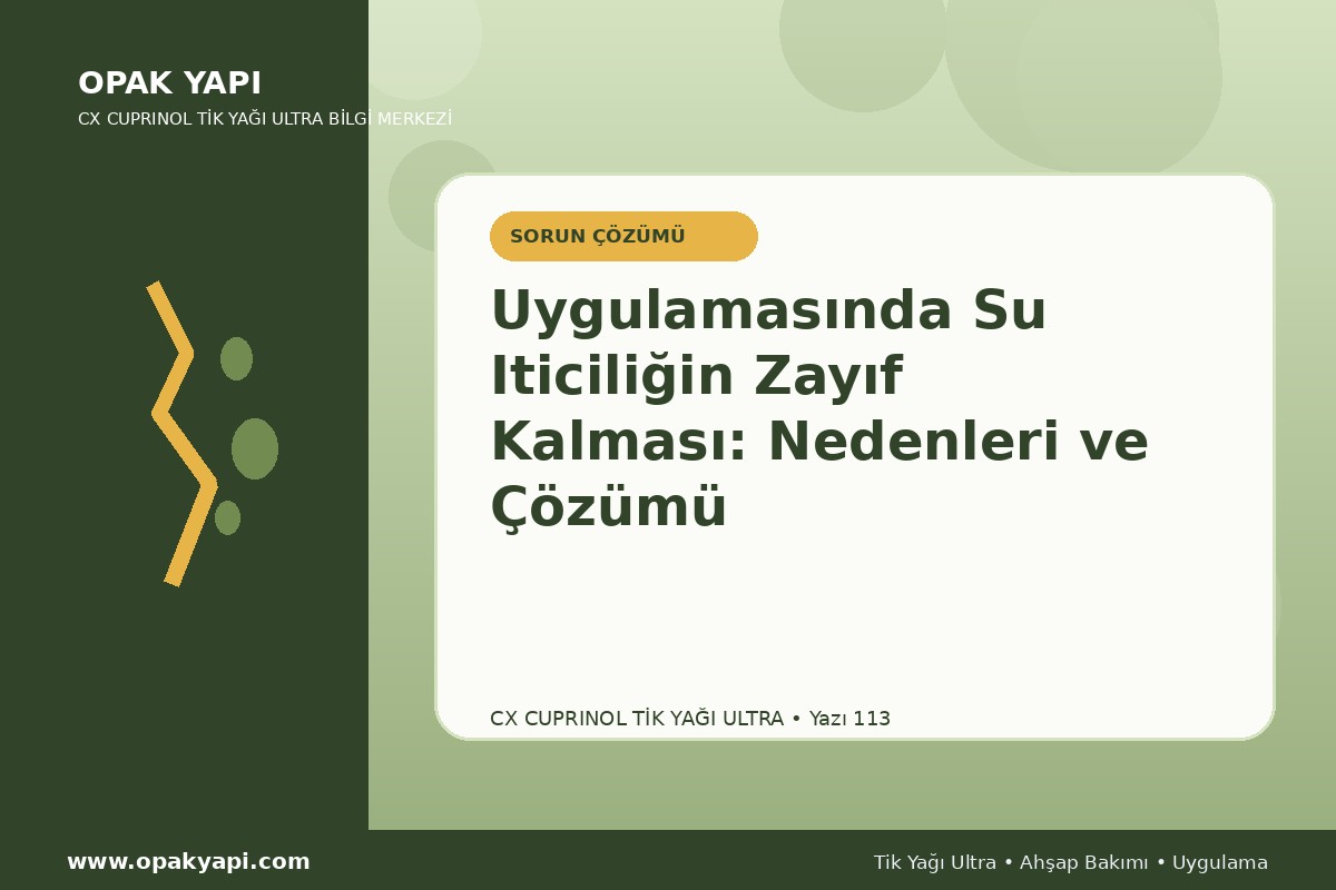 Marshall CX Cuprinol Tik Yağı Ultra Uygulamasında Su Iticiliğin Zayıf Kalması: Nedenleri ve Çözümü