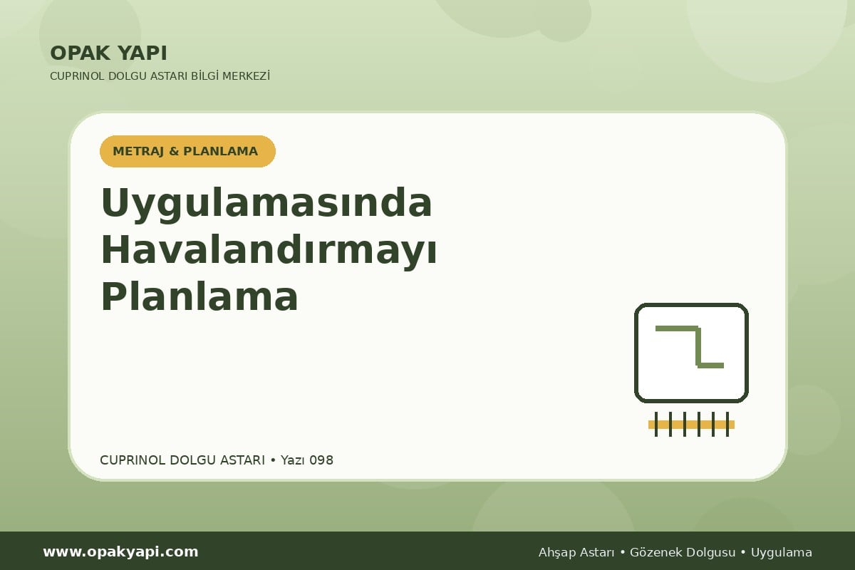 Marshall Cuprinol Classic Dolgu Astarı Uygulamasında Havalandırmayı Planlama